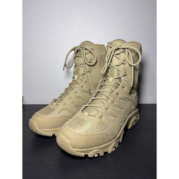 Size 12 Merrell Men's Moab 3 8" Tactical Zip Waterproof Boot | Coyote Leather - Picture 1 of 8